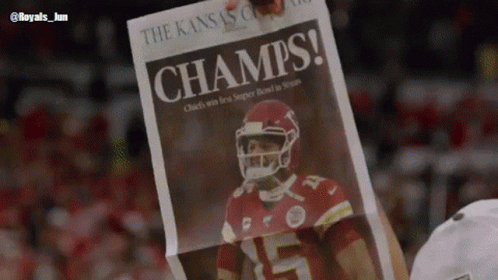 Patrick Mahomes Champs News Paper Article GIF