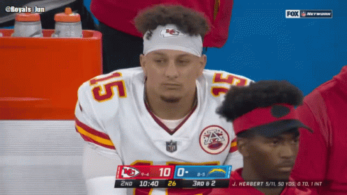 Patrick Mahomes Watching Game Intensely GIF