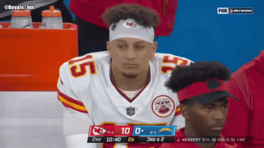 Patrick Mahomes Watching Game Intensely GIF