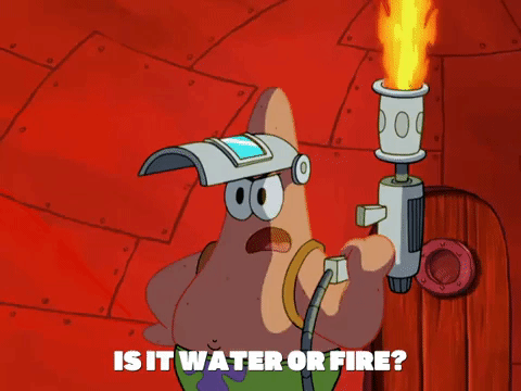 Patrick Mistake Flamethrower For Fire Hose GIF