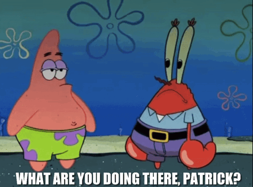 Patrick Star And Mr Krabs From Spongebob Squarepants Standing Next To Each Other GIF