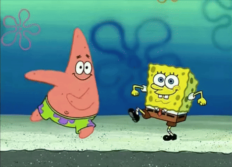Patrick Star And Spongebob Are Dancing Together In The Water GIF