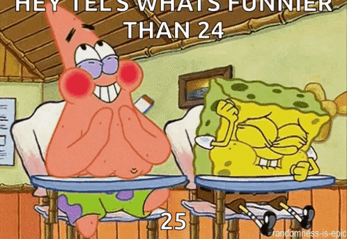 Patrick Star And Spongebob Are Sitting At Desks In A Classroom And Laughing . GIF
