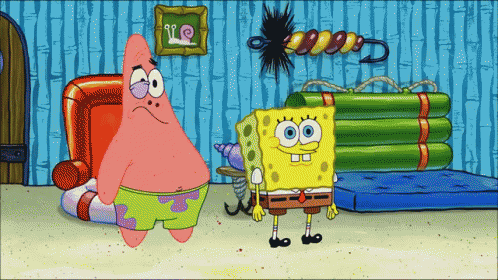 Patrick Star And Spongebob Are Standing Next To Each Other GIF