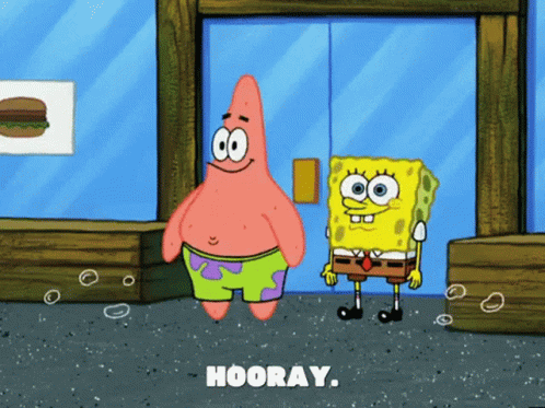 Patrick Star and SpongeBob in Front of Hooray Door