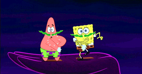 Patrick Star And Spongebob Squarepants Are Holding Each Other In Their Hands GIF