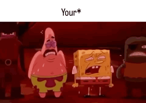 Patrick Star And Spongebob Squarepants Are Standing Next To Each Other In A Room . GIF
