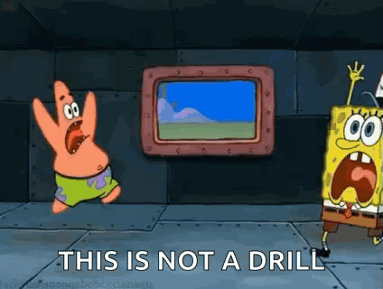 Patrick Star And Spongebob Squarepants Are Standing Next To Each Other In A Room With A Picture On The Wall . GIF