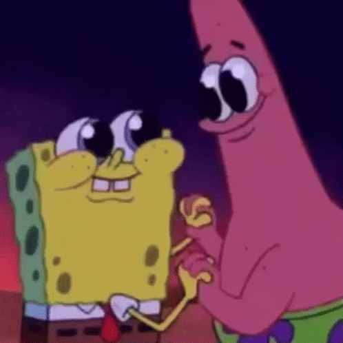 Patrick Star and Spongebob Squarepants Holding Hands