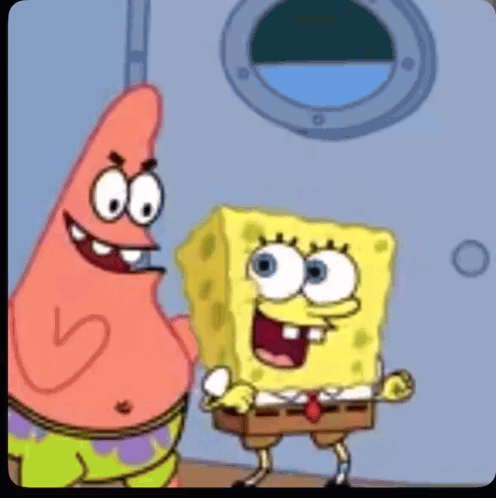 Patrick Star And Spongebob Squarepants Standing Together GIF