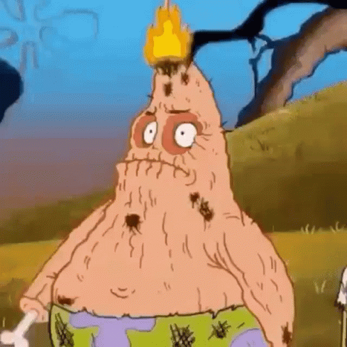 Patrick Star as Caveman with Torch and Bone