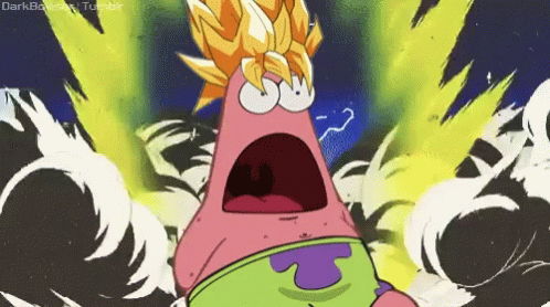 Patrick Star As Son Goku Shock Over 9000 GIF