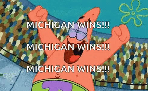 Patrick Star Celebrating Michigan Win