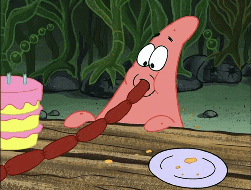 Patrick Star Eating Sausage