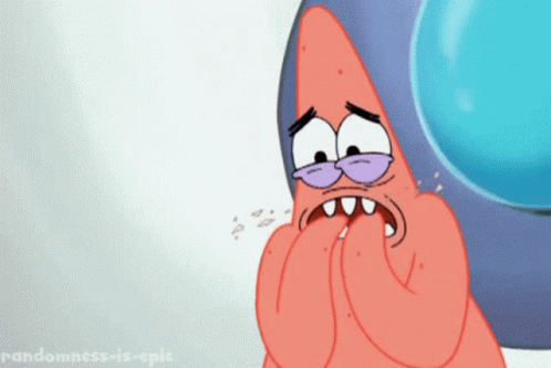 Patrick Star From Spongebob Is Crying And Covering His Mouth GIF