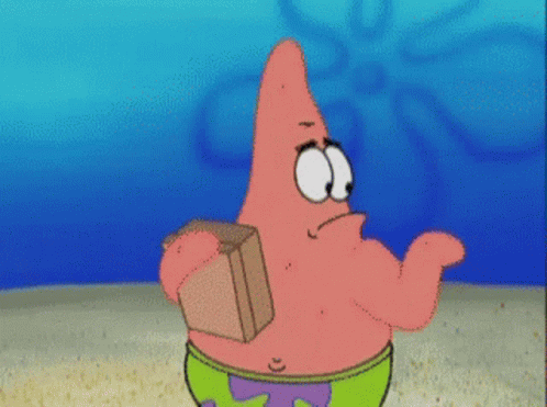 Patrick Star From Spongebob Is Holding A Brick And Says Duh GIF
