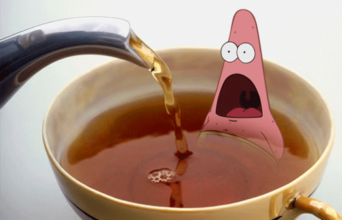 Patrick Star From Spongebob Is Pouring A Cup Of Tea GIF