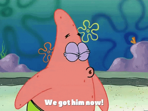 Patrick Star From Spongebob Squarepants Has A Flower On His Head And Says We Got Him Now GIF