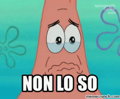 Patrick Star From Spongebob Squarepants Is Crying With The Words Non Lo So Below Him GIF
