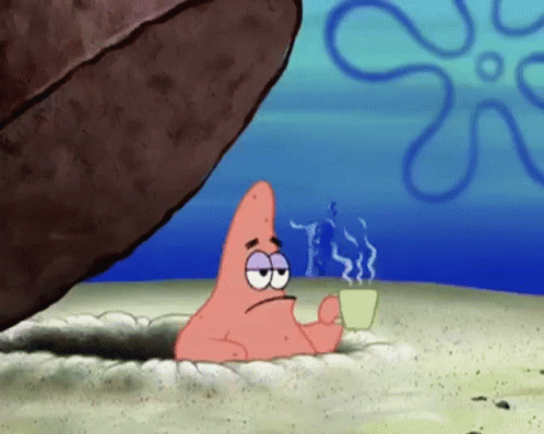 Patrick Star From Spongebob Squarepants Is Drinking A Cup Of Coffee . GIF