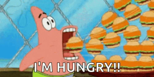 Patrick Star From Spongebob Squarepants Is Eating A Pile Of Hamburgers . GIF