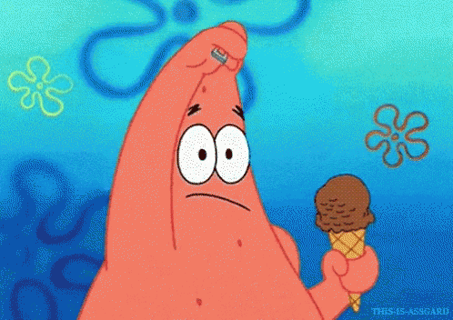 Patrick Star From Spongebob Squarepants Is Eating An Ice Cream Cone GIF