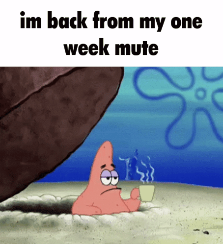 Patrick Star From Spongebob Squarepants Is Holding A Cup Of Coffee In A Hole In The Sand . GIF