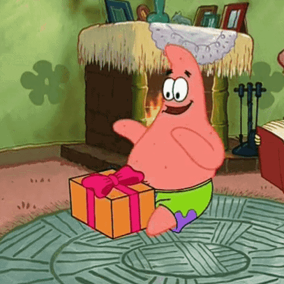 Patrick Star From Spongebob Squarepants Is Holding A Gift Box In His Hand . GIF