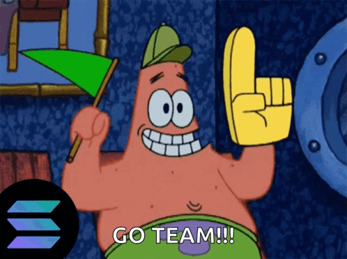 Patrick Star From Spongebob Squarepants Is Holding A Green Flag And A Yellow Finger GIF