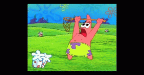 Patrick Star Holding Soap Bubble Net GIF