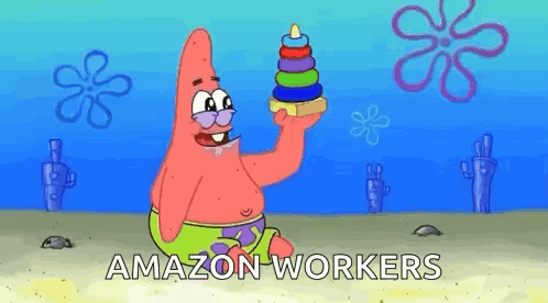 Patrick Star From Spongebob Squarepants Is Holding A Toy Stacker In His Hand . GIF