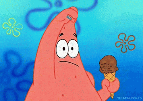 Patrick Star From Spongebob Squarepants Is Holding An Ice Cream Cone GIF