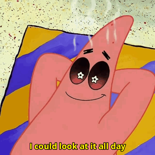 Patrick Star From Spongebob Squarepants Is Laying On A Beach Towel And Says I Could Look At It All Day GIF
