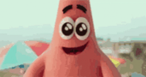 Patrick Star From Spongebob Squarepants Is Smiling And Looking At The Camera With Big Eyes . GIF