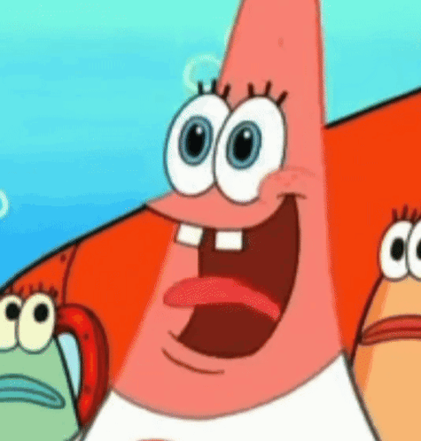 Patrick Star From Spongebob Squarepants Is Smiling With His Mouth Open GIF