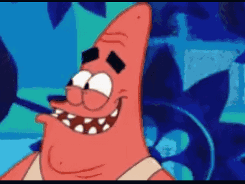 Patrick Star From Spongebob Squarepants Is Smiling With His Mouth Wide Open GIF