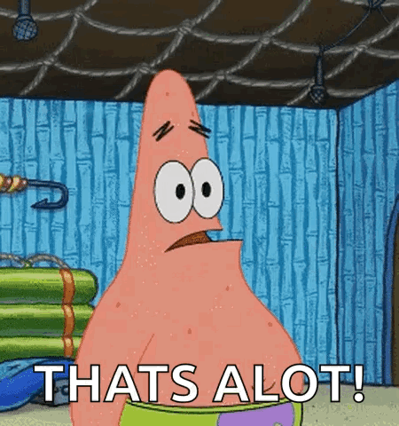 Patrick Star From Spongebob Squarepants Is Standing In A Room And Saying `` That 'S Alot '' . GIF