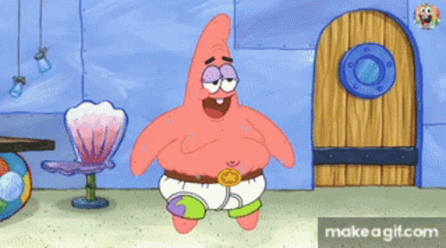 Patrick Star From Spongebob Squarepants Is Standing In Front Of A Door GIF