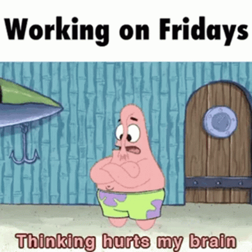 Patrick Star From Spongebob Squarepants Is Standing In Front Of A Door And Thinking Hurts His Brain . GIF