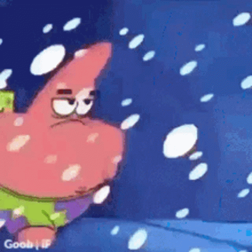 Patrick Star From Spongebob Squarepants Is Standing In The Snow GIF