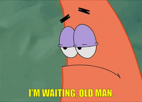 Patrick Star From Spongebob Squarepants Is Waiting For An Old Man GIF