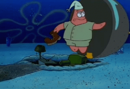 Patrick Star From Spongebob Squarepants Is Wearing Pajamas And A Sleep Cap GIF