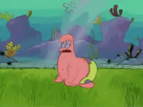 Patrick Star From Spongebob Squarepants Laying On The Grass GIF