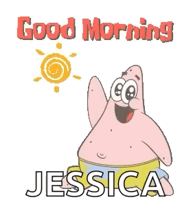 Patrick Star From Spongebob Squarepants Says Good Morning To Jessica GIF