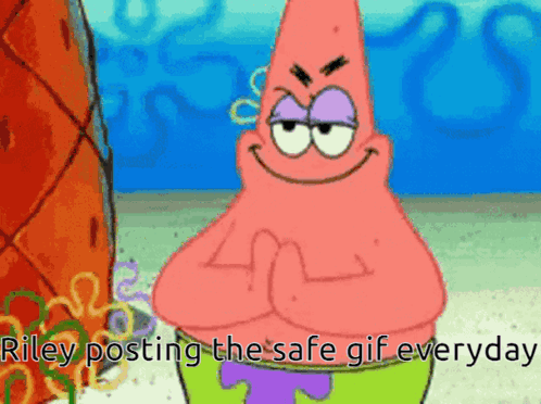 Patrick Star From Spongebob Squarepants Says Riley Posting The Safe Gif Every Day GIF