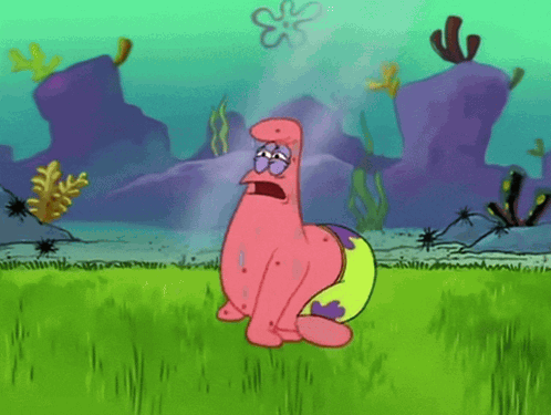 Patrick Star From Spongebob Squarepants Sits In The Grass GIF
