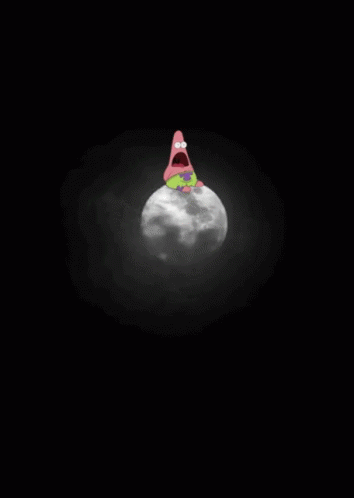 Patrick Star From Spongebob Squarepants Sitting On Top Of A Moon GIF