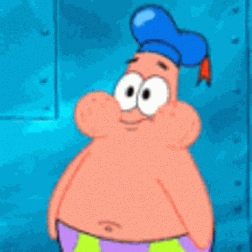 Patrick Star From Spongebob Wearing A Duck Hat GIF
