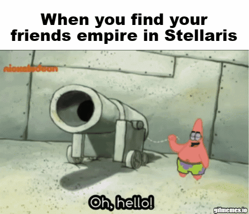 Patrick Star Holding Cannon Saying Oh Hello