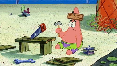 Patrick Star Holding Hammer and Saw
